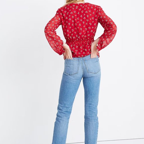 Madewell V-Neck Peplum Top in Little Lilies - Picture 3 of 3